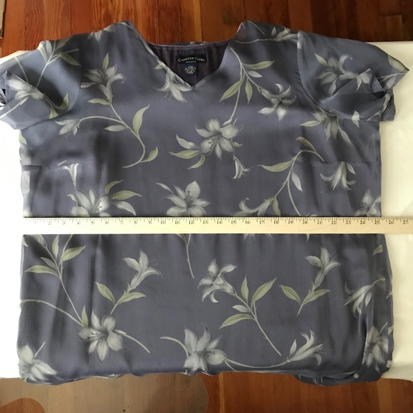 CHARTER CLUB Floral Maxi Dress Purple Sheer Short Sleeve Women’s Plus Size 20 2X - Picture 11 of 16